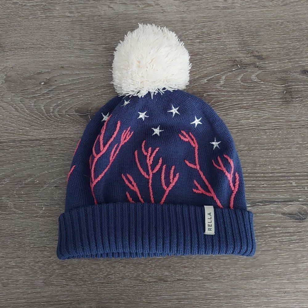 Rella Cable Knit Merino Wool Blend Fleece Lined Pom Pom Beanie One Size